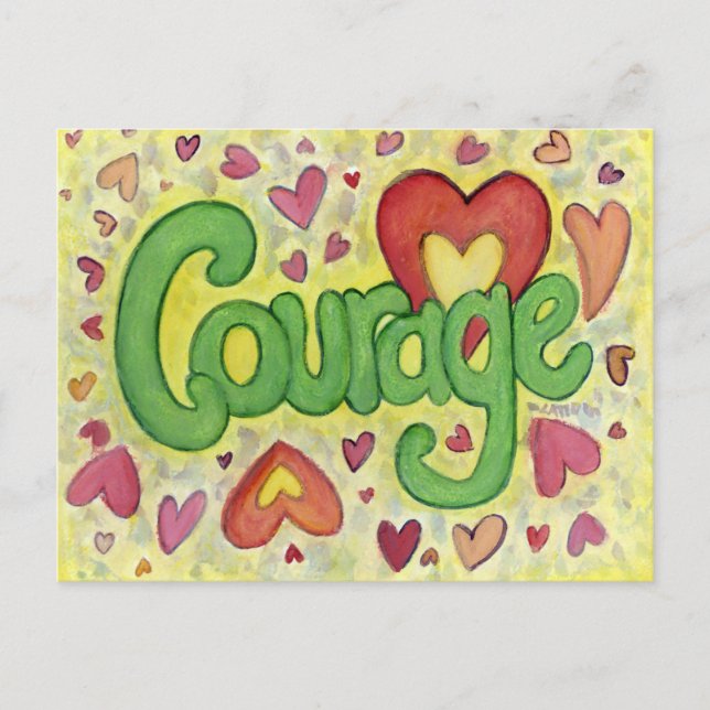 Arte de Palabras Coraje Corazón Tarjeta Motivacion (Anverso)