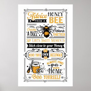 arte de palabras de consejo de abejas adorables