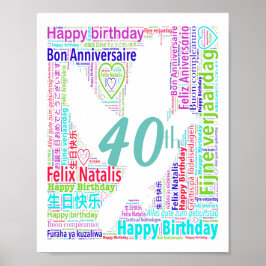 Arte de palabras de cumpleaños 40 personalizado