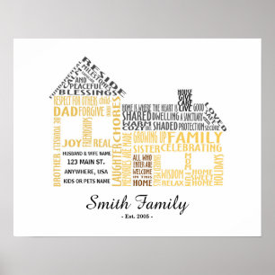 Arte de palabras de la casa con nombre de familia