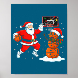 Arte de Papá Noel de Navidad jugando baloncesto co