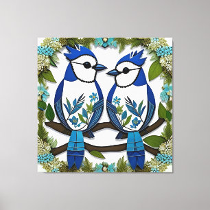Arte de papel de pájaros arrendajos azules