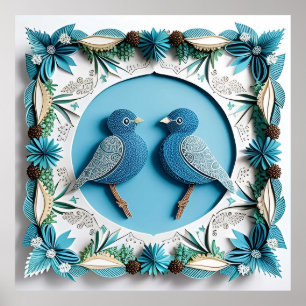 Arte de papel de pájaros arrendajos azules