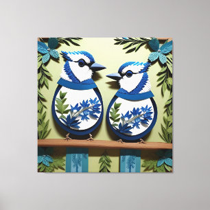 Arte de papel de pájaros arrendajos azules
