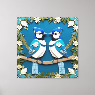 Arte de papel de pájaros arrendajos azules