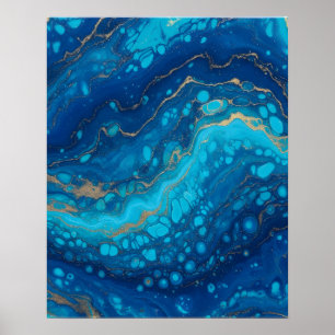 Arte de pared abstracto azul mármol océano para ba