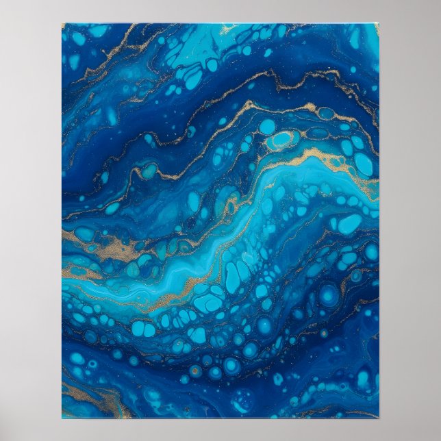 Arte de pared abstracto azul mármol océano para ba (Frente)