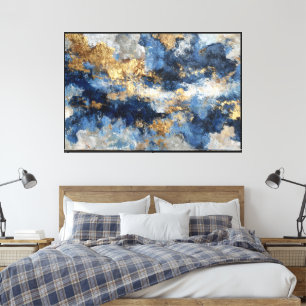 Arte de pared abstracto azul y blanco – Canva eleg