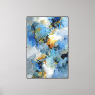 Arte de pared abstracto azul y blanco elegante