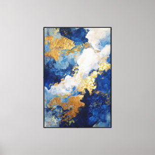 Arte de pared abstracto azul y dorado: deriva cris