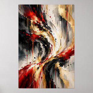 Arte de pared abstracto barrido de oro negro carme