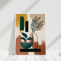 Arte de pared abstracto botánico de terracota mode