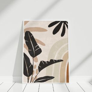 Arte de pared abstracto botánico en tono tierra bo