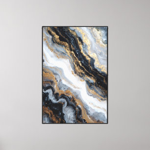 Arte de pared abstracto con patrón de mármol dorad
