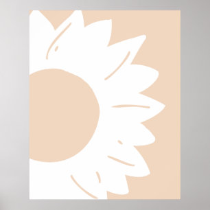 Arte de pared abstracto con patrón floral blanco s
