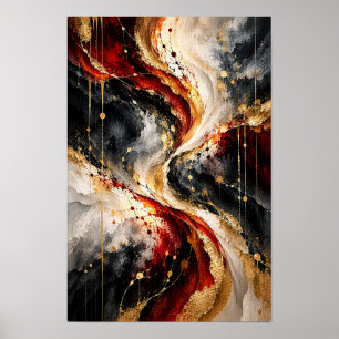 Arte de pared abstracto con remolino de oro negro 