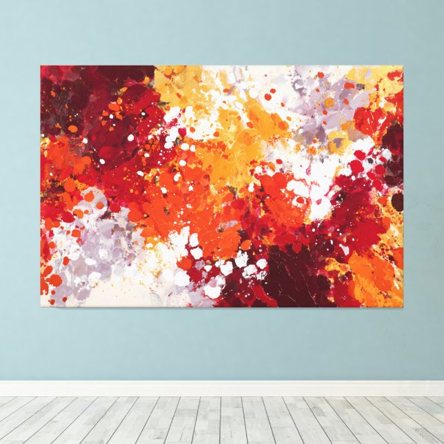 Arte de pared abstracto con salpicaduras vibrantes (Insitu (piso de madera))