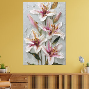 Arte de pared abstracto con textura de lirio blanc