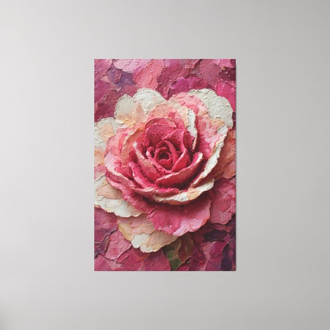 Arte de pared abstracto con textura de rosa rosa y (Anverso)