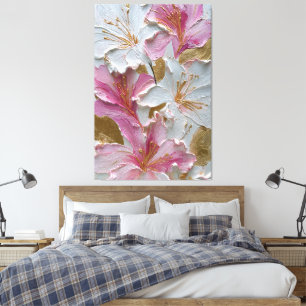 Arte de pared abstracto con textura floral blanca 