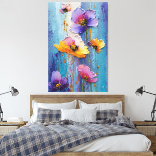 Arte de pared abstracto con textura floral morada