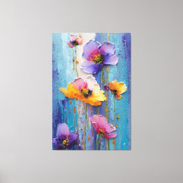 Arte de pared abstracto con textura floral morada 