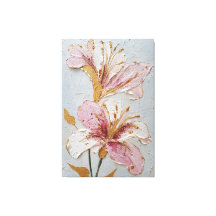 Arte de pared abstracto con textura floral rosa y