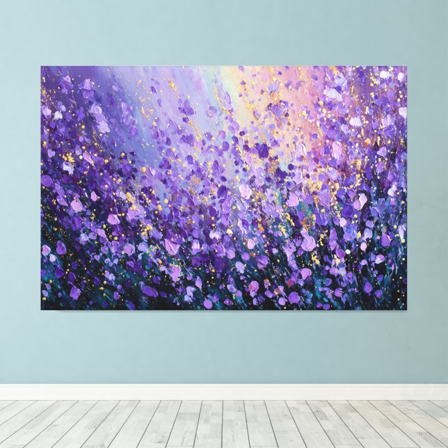Arte de pared abstracto de campo de flores doradas (Insitu (piso de madera))