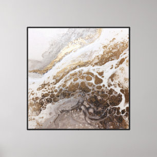Arte de pared abstracto de capas fluidas doradas y