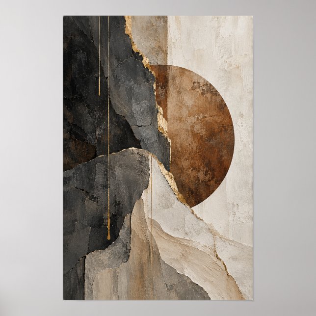 Arte de pared abstracto de carbón Eclipse de Bronc (Frente)