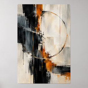 Arte de pared abstracto de círculo naranja quemado