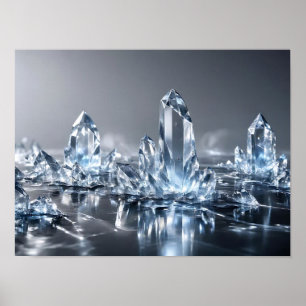 Arte de pared abstracto de cristal azul plateado