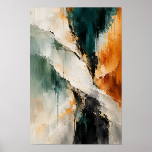 Arte de pared abstracto de cruce de oro y herrumbr