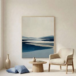 Arte de pared abstracto de cuenca fluvial azul mod