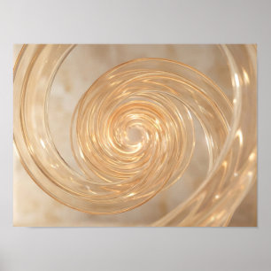 Arte de pared abstracto de espiral de vidrio dorad