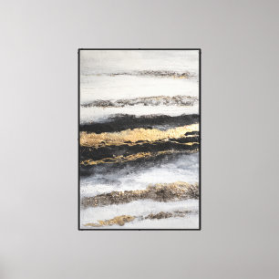 Arte de pared abstracto de estratos negros, blanco