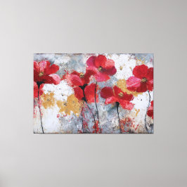 Arte de pared abstracto de flor roja y blanca