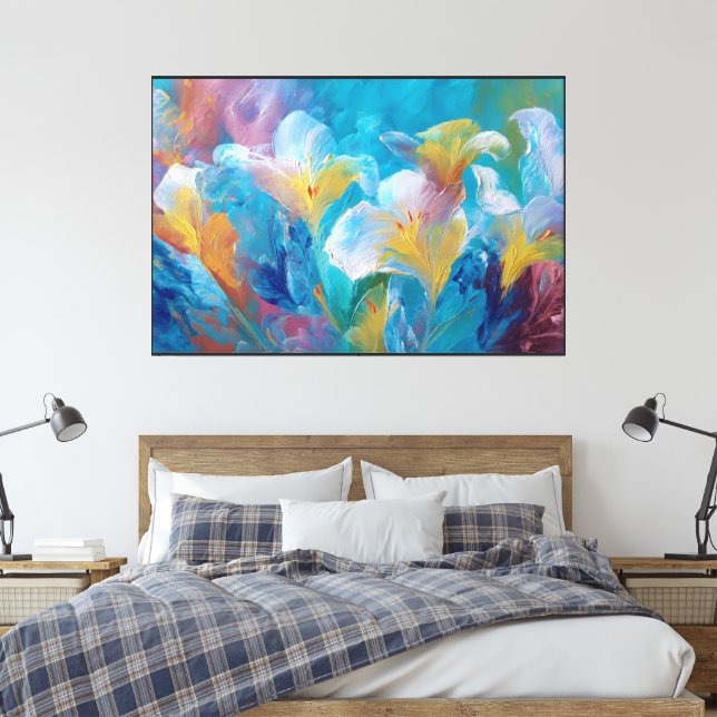 Arte de pared abstracto de flores elegantes para d (Insitu(Dormitorio))