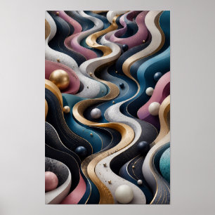Arte de pared abstracto de flujo 3D sin fin