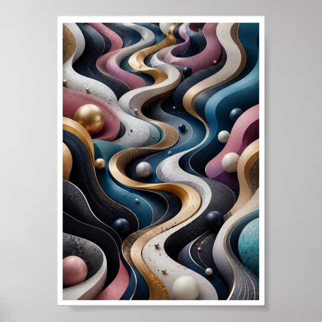 Arte de pared abstracto de flujo 3D sin fin (Frente)