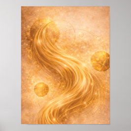 Arte de pared abstracto de flujo dorado – Energía 