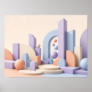 Arte de pared abstracto de formas geométricas past
