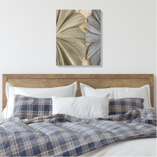 Arte de pared abstracto de hoja de Ginkgo de lujo 