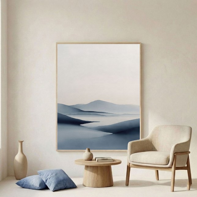 Arte de pared abstracto de horizonte índigo suave (Subido por el creador)