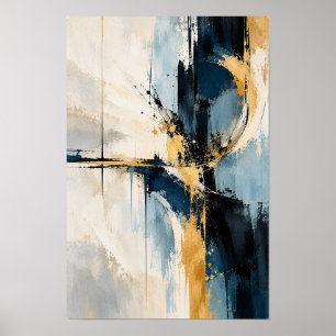 Arte de pared abstracto de intersección de azul ma