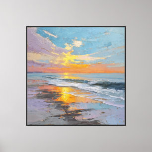 Arte de pared abstracto de la playa del atardecer 