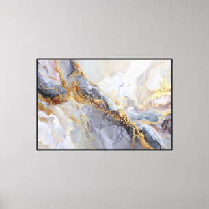Arte de pared abstracto de mármol con vetas grises