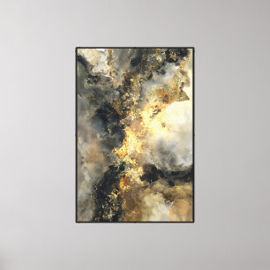 Arte de pared abstracto de mármol cósmico negro y