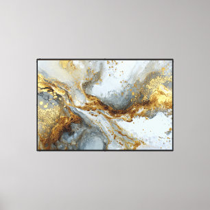 Arte de pared abstracto de mármol fluido dorado, b