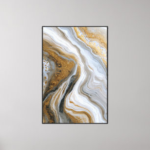 Arte de pared abstracto de mármol fluido dorado, b